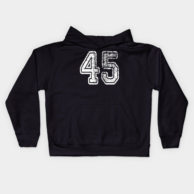 Number 45 Grungy in white Kids Hoodie by Sterling